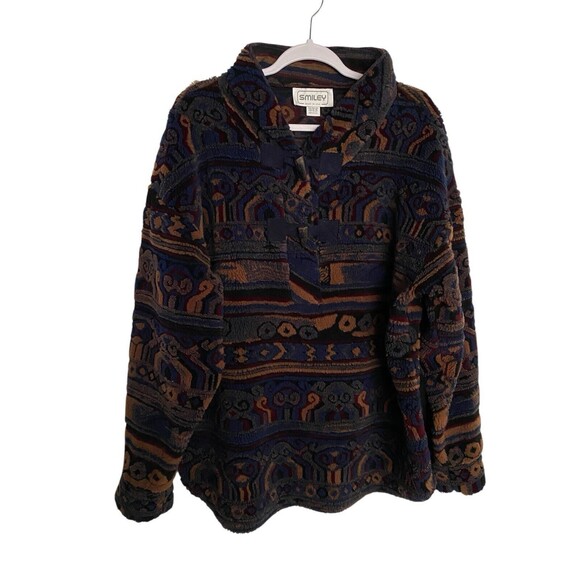 VTG Womens Sweater Sz 1X ? 2X ? Vtg 90s Aztec Fleece Pullover 52" Chest - Picture 12 of 12